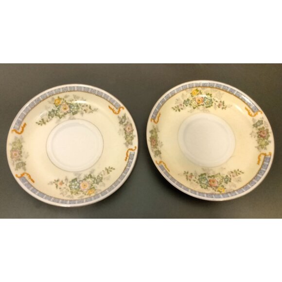 Meito China Cecil Saucer Blue Yellow Floral Vintage Distressed Japan Craft lot 3 - Picture 2 of 13